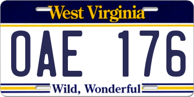 WV license plate OAE176