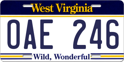 WV license plate OAE246
