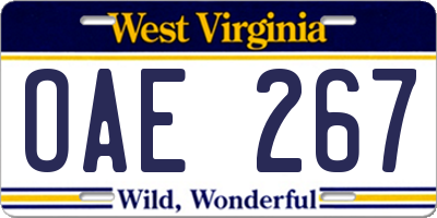WV license plate OAE267