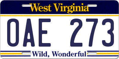 WV license plate OAE273