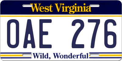 WV license plate OAE276