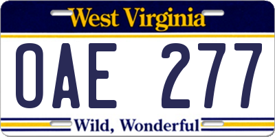 WV license plate OAE277