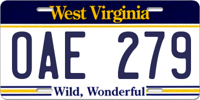 WV license plate OAE279