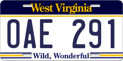 WV license plate OAE291