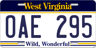 WV license plate OAE295