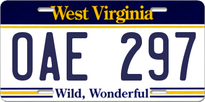 WV license plate OAE297
