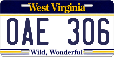 WV license plate OAE306