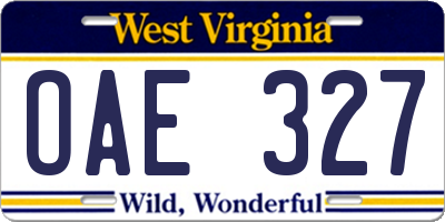 WV license plate OAE327