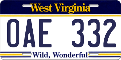 WV license plate OAE332