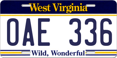 WV license plate OAE336