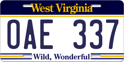 WV license plate OAE337