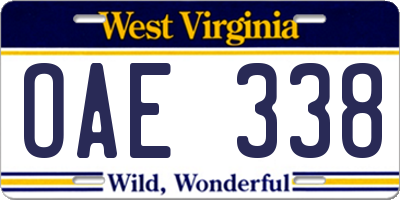WV license plate OAE338