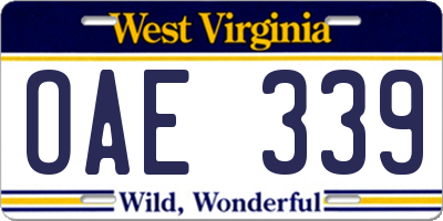 WV license plate OAE339