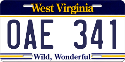 WV license plate OAE341