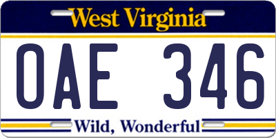 WV license plate OAE346
