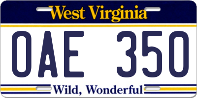 WV license plate OAE350