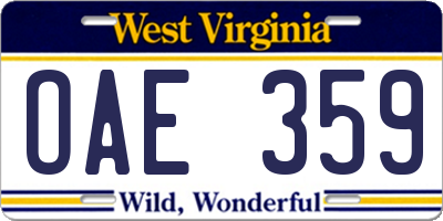 WV license plate OAE359