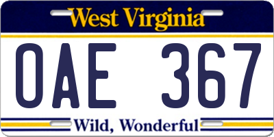 WV license plate OAE367