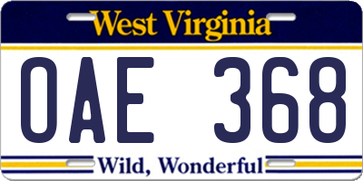 WV license plate OAE368