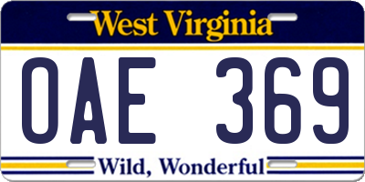 WV license plate OAE369
