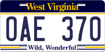WV license plate OAE370