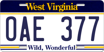 WV license plate OAE377