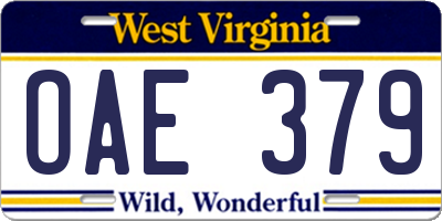 WV license plate OAE379