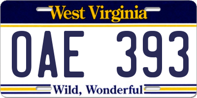 WV license plate OAE393