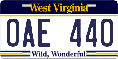 WV license plate OAE440