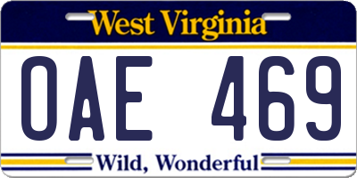 WV license plate OAE469