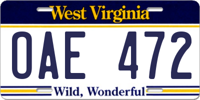 WV license plate OAE472