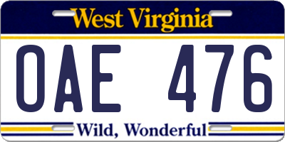 WV license plate OAE476