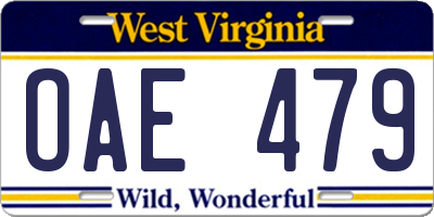 WV license plate OAE479
