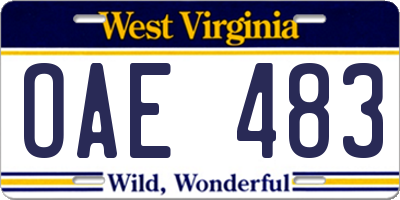 WV license plate OAE483