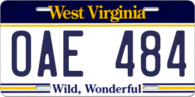 WV license plate OAE484
