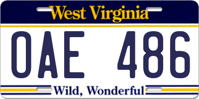 WV license plate OAE486