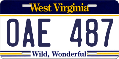 WV license plate OAE487