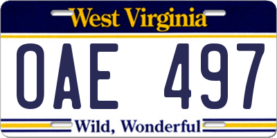 WV license plate OAE497