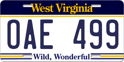 WV license plate OAE499