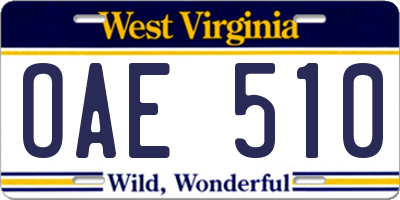 WV license plate OAE510