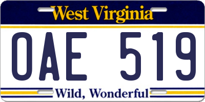 WV license plate OAE519