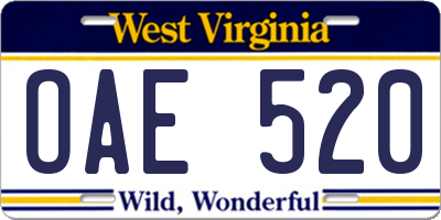 WV license plate OAE520