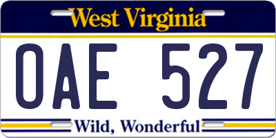 WV license plate OAE527