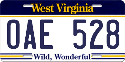 WV license plate OAE528