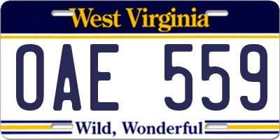 WV license plate OAE559