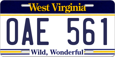 WV license plate OAE561