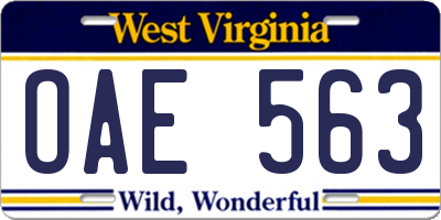 WV license plate OAE563