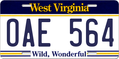 WV license plate OAE564
