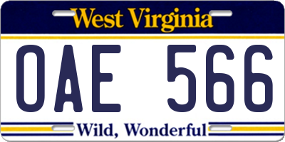 WV license plate OAE566