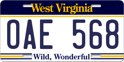 WV license plate OAE568